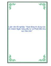 Hoạt động tín dụng của chi nhánh ngân hàng đầu tư và phát triển khu vực Gia Lâm