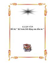 Kế toán bất động sản đầu tư