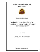 Khóa luận Phân tích tình hình tài chính tại công ty trách nhiệm hữu hạn Huỳnh Thanh Sơn