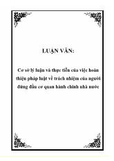 Luận văn Cơ sở lý luận và thực tiễn của việc hoàn thiện pháp luật về trách nhiệm của người đứng đầu cơ quan hành chính nhà nước