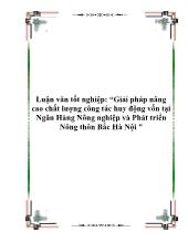Luận văn Giải pháp nâng cao chất lượng công tác huy động vốn ở ngân hàng nông nghiệp và phát triển nông thôn bắc Hà Nội