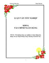 Luận văn Giải pháp nâng cao nghiệp vụ hoạt động huy động vốn tại ngân hàng công thương tỉnh Hà Tây