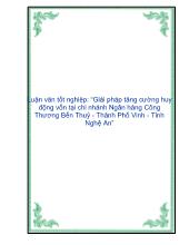 Luận văn Giải pháp tăng cường huy động vốn tại chi nhánh ngân hàng công thương Bến Thuỷ - Thành phố Vinh - Tỉnh Nghệ An