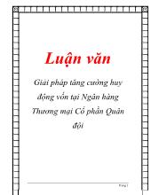 Luận văn Giải pháp tăng cường huy động vốn tại Ngân hàng Thương mại Cổ phần Quân đội