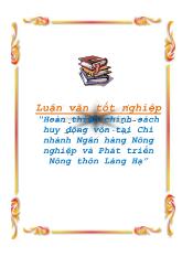 Luận văn Hoàn thiện chính sách huy động vốn tại Chi nhánh Ngân hàng Nông nghiệp và Phát triển Nông thôn Láng Hạ