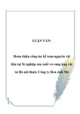 Luận văn Hoàn thiện công tác kế toán nguyên vật liệu tại Xí nghiệp sản xuất và cung ứng vật tư Hà nội thuộc Công ty Hoá chất Mỏ