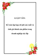 Luận văn Kế toán tập hợp chi phí sản xuất và tính giá thành sản phẩm trong doanh nghiệp xây lắp
