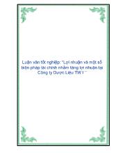 Luận văn Lợi nhuận và một số biện pháp tài chính nhằm tăng lợi nhuận tại công ty dược liệu Trung Ương I