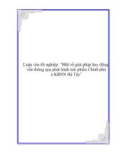 Luận văn Một số giải pháp huy động vốn thông qua phát hành trái phiếu Chính phủ kho bạc nhà nước Hà Tây