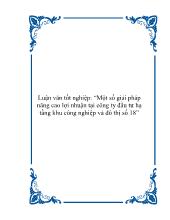 Luận văn Một số giải pháp nâng cao lợi nhuận tại công ty đầu tưhạ tầng khu công nghiệp và đô thị số 18