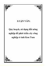 Luận văn Quy hoạch, sử dụng đất nông nghiệp để phát triển cây công nghiệp tại tỉnh Kon Tum