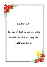 Luận văn Tài sản cố định và vai trò, vị trí của tài sản cố định trong sản xuất kinh doanh