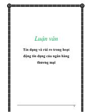 Luận văn Tín dụng và rủi ro trong hoạt động tín dụng của ngân hàng thương mại