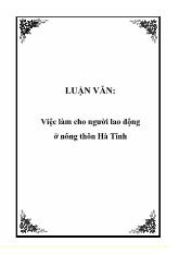 Luận văn Việc làm cho người lao động tai nông thôn Hà Tĩnh