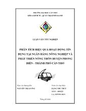 Phân tích hiệu quả hoạt động tín dụng tại ngân hàng nông nghiệp và phát triển nông thôn huyện Phong Điền - Thành phố Cần Thơ