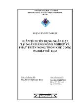 Phân tích tín dụng ngắn hạn tại ngân hàng nông nghiệp và phát triển nông thôn khu công nghiệp Mỹ Tho