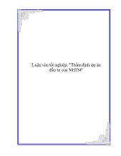 Thẩm định dự án đầu tư của ngân hàng thương mại