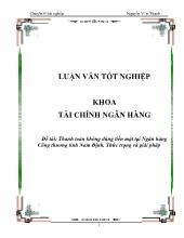 Thanh toán không dùng tiền mặt tại ngân hàng công thương tỉnh Nam Định - Thức trạng và giải pháp