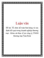 Tổ chức kế toán bán hàng và xác định kết quả trong doanh nghiệp thương mại - Khảo sát thực tế tại công ty TNHH thương mại Tam Kim
