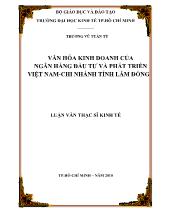 Văn hóa kinh doanh của ngân hàng đầu tư và phát triển Việt Nam - Chi nhánh tỉnh Lâm Đồng