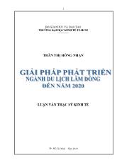 Đề tài Giải pháp phát triển du lịch tỉnh Lâm Đồng đến năm 2020