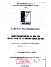 Luận án Nghiên cứu quy luật ma sát, mòn, của vật liệu trong chế tạo máy điều kiện ma sát khô