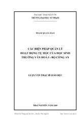 Luận văn Các biện pháp quản lý hoạt động tự học của học sinh trường văn hoá I - Bộ công an