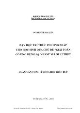 Luận văn Dạy học tri thức phương pháp cho học sinh qua chủ đề 