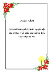 Luận văn Hoàn thiện công tác kế toán nguyên vật liệu ở Công ty cổ phần sản xuất và dịch vụ cơ điện Hà Nội