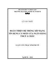 Luận văn Hoàn thiện hệ thống xếp hạng tín dụng cá nhân của ngân hàng thương mại cổ phần Á Châu