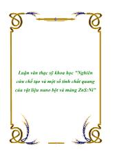 Luận văn Nghiên cứu chế tạo và một số tính chất quang của vật liệu nano bột và màng ZnS:Ni