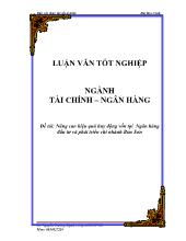 Đề án Nâng cao hiệu quả huy động vốn tại Ngân hàng đầu tư và phát triển chi nhánh Bỉm Sơn