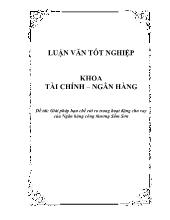 Đề tài Giải pháp hạn chế rủi ro trong hoạt động cho vay của Ngân hàng công thương Sầm Sơn