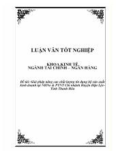 Đề tài Giải pháp nâng cao chất lượng tín dụng hộ sản xuất kinh doanh tại ngân hàng nông nghiệp và phát triên nông thôn chi nhánh huyện Hậu Lộc tỉnh Thanh Hóa