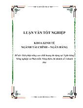 Đề tài Giải pháp nâng cao chất lượng tín dụng tại ngân hàng nông nghiệp và phát triển nông thôn chi nhánh số 3 - Thanh Hóa