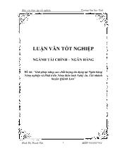Đề tài Giải pháp nâng cao chất lượng tín dụng tại ngân hàng nông nghiệp và phát triển nông thôn tỉnh Nghệ An, chi nhánh huyện Quỳnh Lưu
