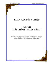 Đề tài Giải pháp nâng cao hiệu huy động vốn tại Ngân hàng ngân hàng nông nghiệp và phát triên nông thôn Như xuân –Thanh Hóa