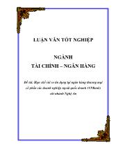 Đề tài Hạn chế rủi ro tín dụng tại ngân hàng thương mại cổ phần các doanh nghiệp ngoài quốc doanh (VPBank) chi nhánh Nghệ An