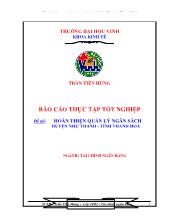 Đề tài Hoàn thiện quản lý ngân sách huyện Như Thanh - Tỉnh Thanh Hoá