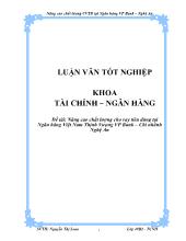 Đề tài Nâng cao chất lượng cho vay tiêu dùng tại ngân hàng Việt Nam thịnh vượng vp bank – Chi nhánh Nghệ An