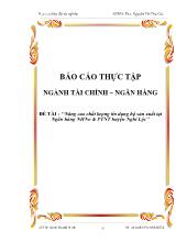 Đề tài Nâng cao chất lượng tín dụng hộ sản xuất tại Ngân hàng ngân hàng nông nghiệp vf phát triển nông thông huyện Nghi Lộc