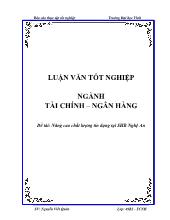 Đề tài Nâng cao chất lượng tín dụng tại SHB Nghệ An