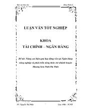 Đề tài Nâng cao hiệu quả huy động vốn tại Ngân hàng nông nghiệp và phát triển nông thôn chi nhánh huyện Hương Sơn - Tỉnh Hà Tĩnh