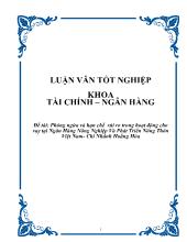 Đề tài Phòng ngừa và hạn chế rủi ro trong hoạt động cho vay tại ngân hàng nông nghiệp và phát triển nông thôn Việt Nam - Chi nhánh Hoằng Hóa