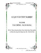 Đề tài Tăng cường huy động vốn tại ngân hàng nông nghiệp và phát triển nông thôn huyện Lộc Hà – tĩnh Hà Tĩnh