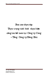 Thực trạng tình hình thực hiện công tác kế toán tại Công ty Cảng – Tổng Công ty Đông Bắc