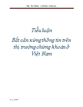 Tiểu luận Bất cân xứng thông tin trên thị trường chứng khoán ở Việt Nam