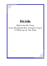 Bài luận hạch toán tiền lương và các khoản trích theo lương tại công ty cổ phần vận tải Vạn Xuân