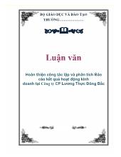 Báo cáo Luận văn Hoàn thiện công tác lập và phân tích kết quả hoạt động kinh doanh tại công ty cổ phần lương thực Đông Bắc