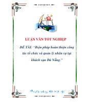 Biện pháp hoàn thiện công tác tổ chức và quản lý nhân sựtại khách sạn Đà Nẵng